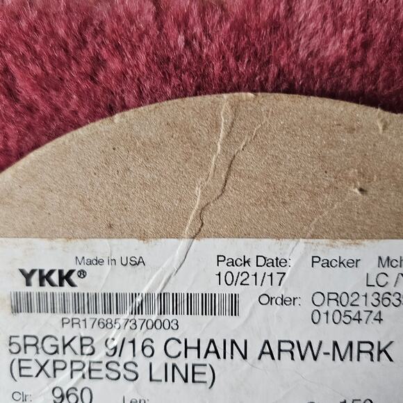 New YKK zipper tape 9/16" brass chain navy blue tape NO PULLS 5 yard lot - Picture 4 of 4